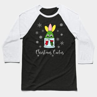 Christmas Cactus - Hybrid Cactus In Christmas Themed Pot Baseball T-Shirt